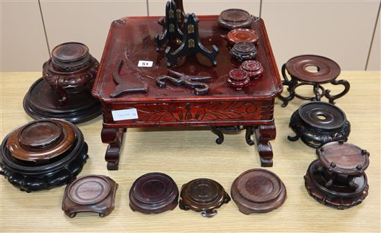 A group of Chinese and Japanese wood stands